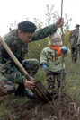 National Army Service Members Plant Three Thousand of Trees and Bushes