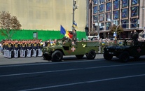 The Honor Guard Marches at Military Parade in Kiev