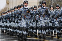 The Honor Guard of the National Army marched at the military parade in Bucharest 